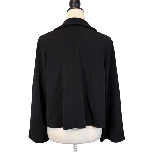 Bryn Walker Black Cropped Jacket Crossover Button Front Long Sleeve Lagenlook, S - Picture 8 of 15